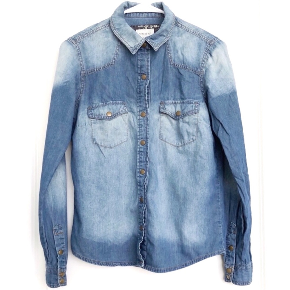 Forever 21 Long Sleeve Denim Style Shirt S